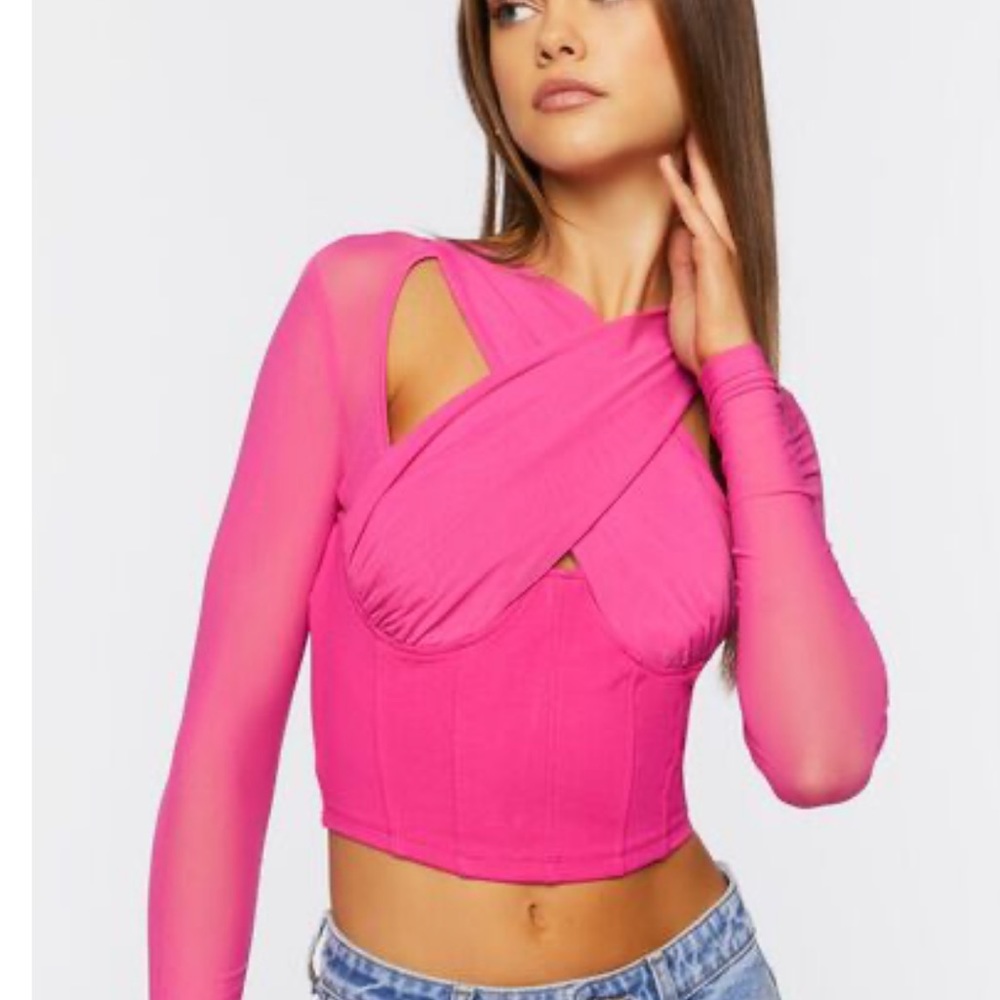 Forever 21 Mesh Detailed Top